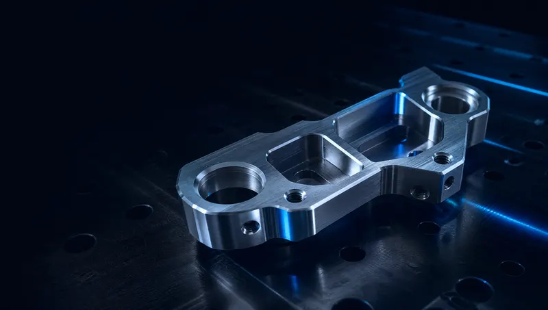 תושבת אלומיניום בעיבוד CNC עם כיסים מופרזים וחורי הברגה